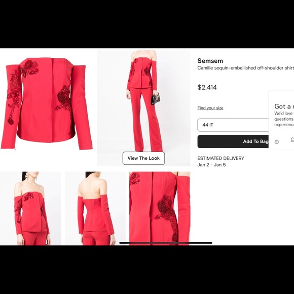 SemSem red off the shoulder beaded elegant top - Picture 5 of 8